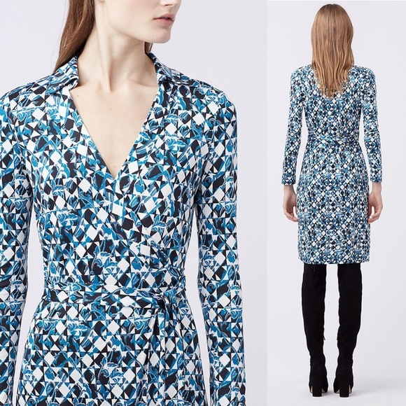 DVF New Jeanne Two Wrap Silk Dress Size 4 - Picture 3 of 7